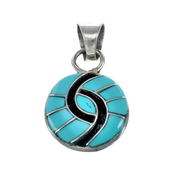 Native American Turquoise Sterling Silver Inlay Pendant NN20525