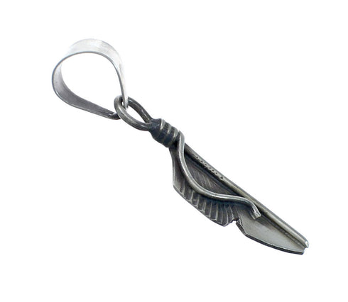 Native American Navajo Authentic Sterling Silver Feather Pendant NN20531