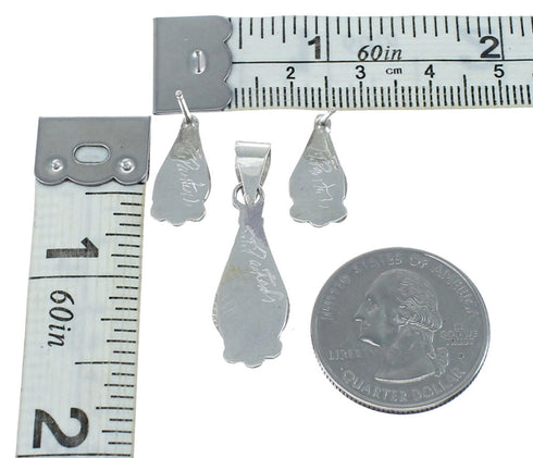 Zuni Turquoise Inlay Pendant Earrings Jewelry Set NN20533