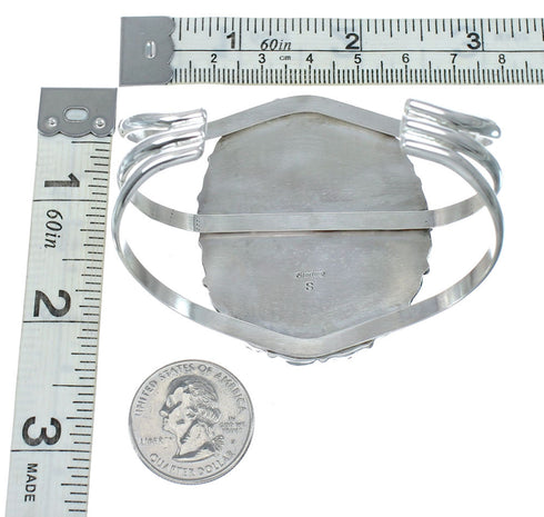 Native American Turquoise and Coral Multi-Stone Sterling Silver Cuff Bracelet NN20505