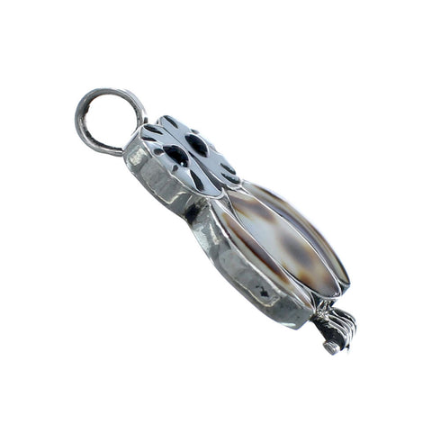 Native American Zuni Sterling Silver Multicolor Owl Pendant NX11726