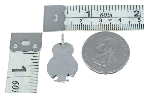 Native American Zuni Sterling Silver Multicolor Owl Pendant NX11726