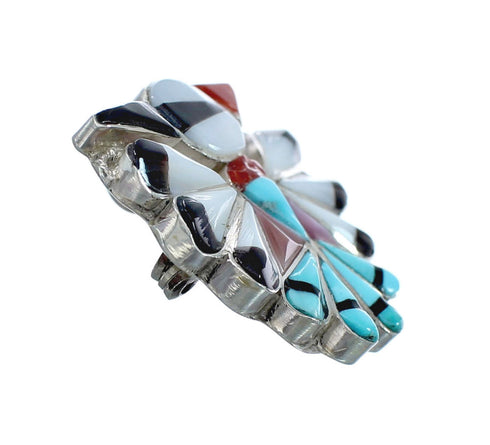 Multicolor Zuni Sterling Silver Thunderbird Pendant NX11727