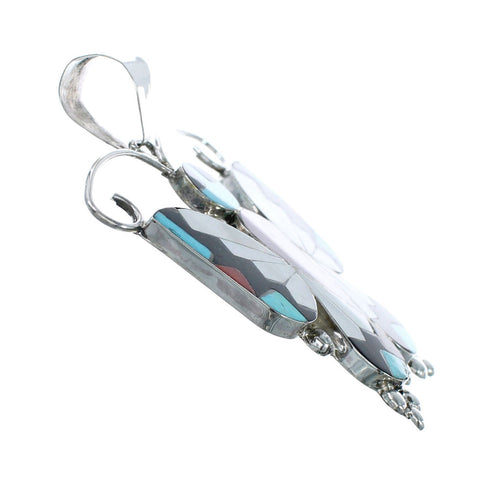 Native American Zuni Multicolor Sterling Silver Butterfly Pendant And Pin NX11694