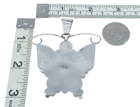 Native American Zuni Multicolor Sterling Silver Butterfly Pendant And Pin NX11695