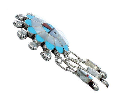 Multicolor Inlay Zuni Sun Sterling Silver Pin Pendant NX11730