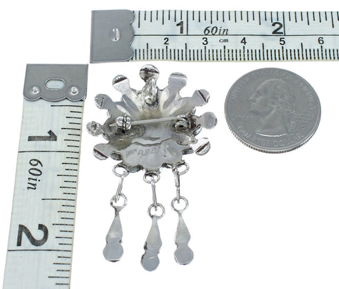 Multicolor Inlay Zuni Sun Sterling Silver Pin Pendant NX11730