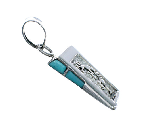 Native American Navajo Turquoise Sterling Silver Kokopelli Pendant NX11692