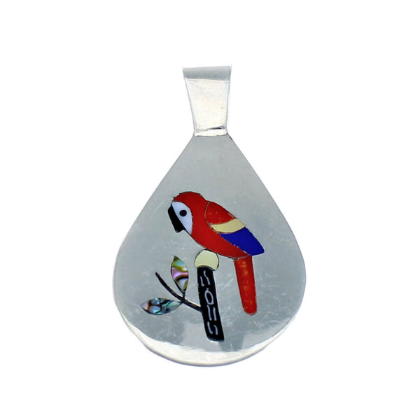 Hummingbird Multicolor Authentic Sterling Silver Zuni Pendant NX11735