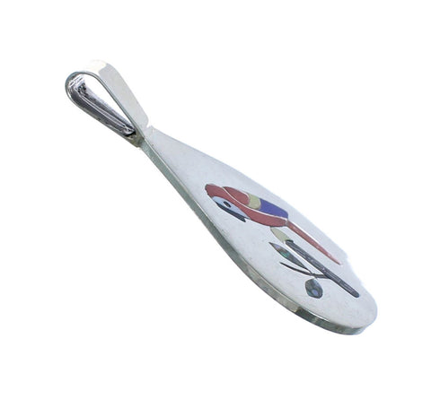 Hummingbird Multicolor Authentic Sterling Silver Zuni Pendant NX11735