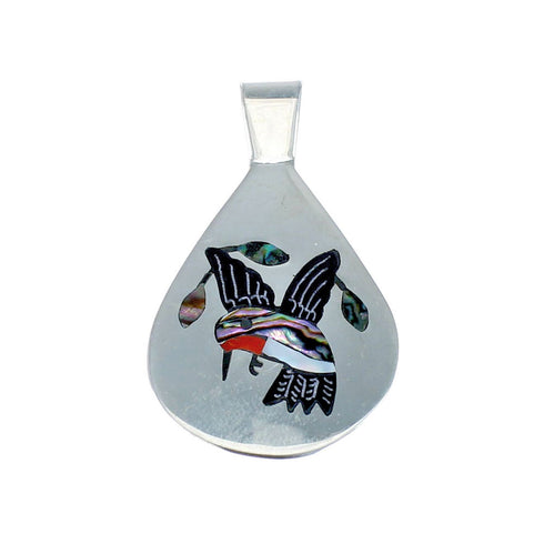 Hummingbird Multicolor Authentic Sterling Silver Zuni Pendant NX11737