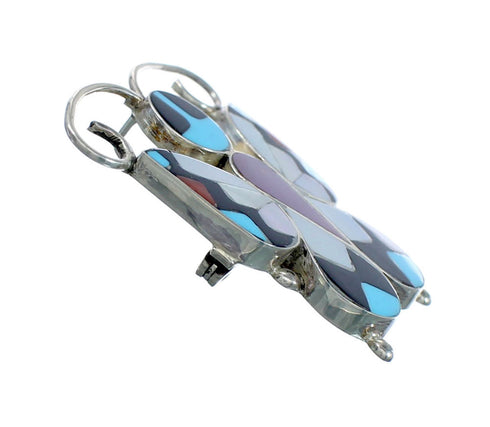 Zuni Multicolor Sterling Silver Butterfly Pendant And Pin NX11732