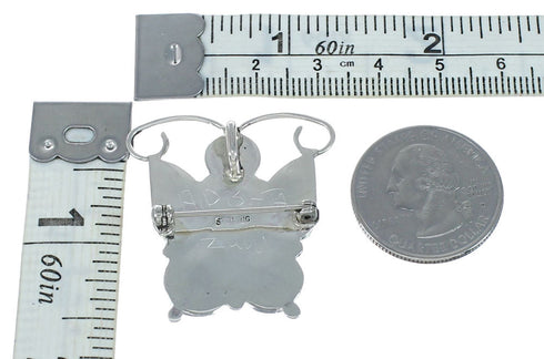 Zuni Multicolor Sterling Silver Butterfly Pendant And Pin NX11734