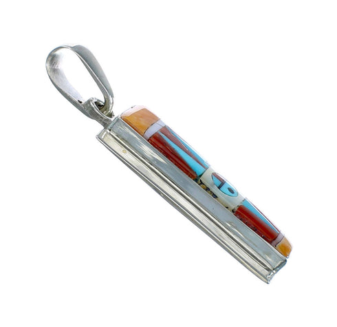 Multicolor Inlay Sterling Silver Sun Native American Pendant NX11698
