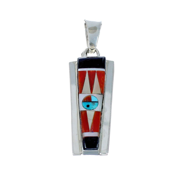 Zuni Multicolor Inlay Sterling Silver Sun Pendant NX11703