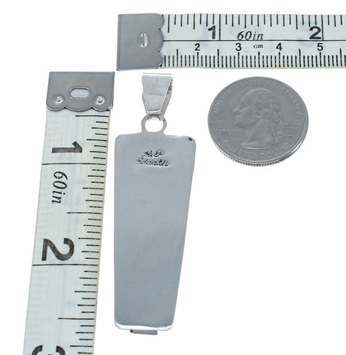 Native American Zuni Multicolor Inlay Sterling Silver Sun Pendant NX11710