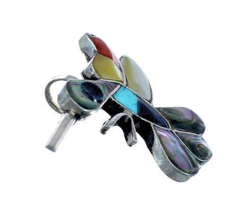 Zuni Multicolor Inlay Genuine Sterling Silver Hummingbird Pin Pendant NX11718