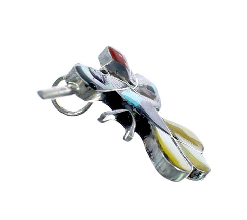 Zuni Multicolor Inlay Genuine Sterling Silver Hummingbird Pin Pendant NX11719