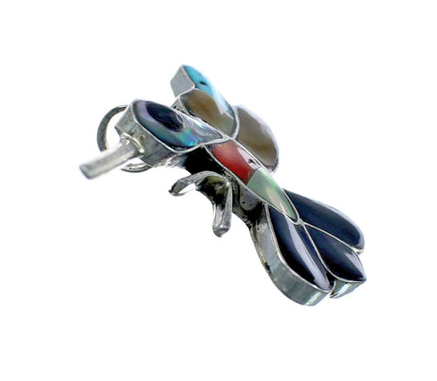 Zuni Multicolor Inlay Genuine Sterling Silver Hummingbird Pin Pendant NX11720