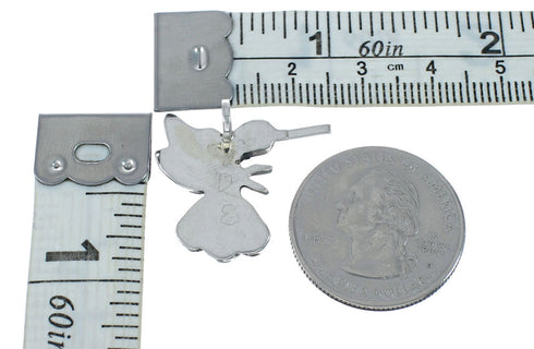 Zuni Multicolor Inlay Genuine Sterling Silver Hummingbird Pin Pendant NX11720