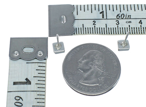 Navajo Turquoise Sterling Silver Inlay Square Post Earrings NN20677