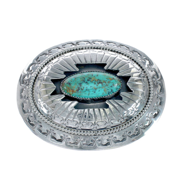 Native American Navajo Sterling Silver Turquoise Belt Buckle NX11788