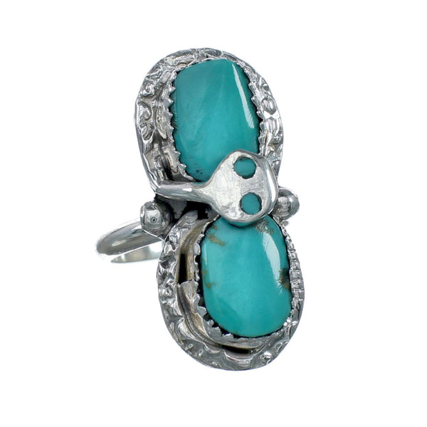 Zuni Turquoise Authentic Sterling Silver Snake Ring Size 6-1/2 NN20818