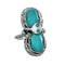Zuni Turquoise Authentic Sterling Silver Snake Ring Size 6-1/2 NN20818