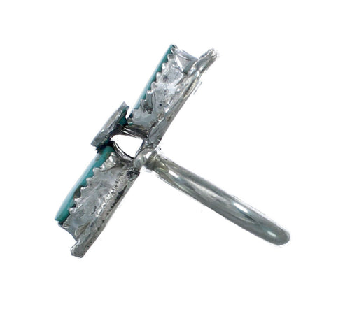 Zuni Turquoise Authentic Sterling Silver Snake Ring Size 6-1/2 NN20818