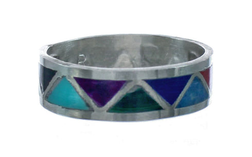 Navajo Inlay Multicolor Sterling Silver Ring Size 6-1/2 NN20611