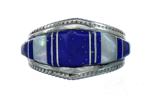 Zuni Multicolor Inlay Sterling Silver Ring Size 9 NN20618