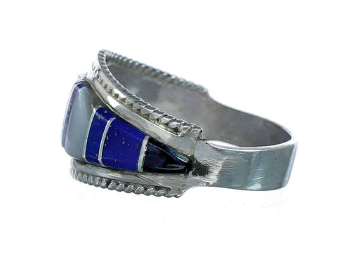 Zuni Multicolor Inlay Sterling Silver Ring Size 9 NN20618