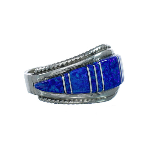 Zuni Opal Inlay Sterling Silver Ring Size 8-1/2 NN20617