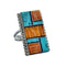 Native American Sterling Silver Multicolor Inlay Ring Size 7-1/2 NN20607