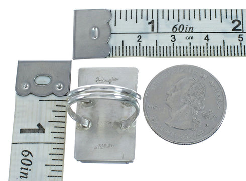 Native American Sterling Silver Multicolor Inlay Ring Size 7-1/2 NN20607