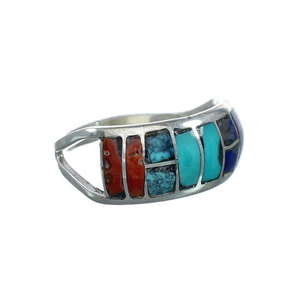 Multicolor Inlay Sterling Silver Zuni Ring Size 9-1/4 NN20588