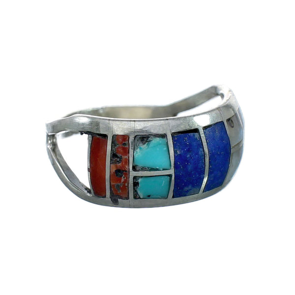 Multicolor Inlay Sterling Silver Zuni Ring Size 6-1/4 NN20589