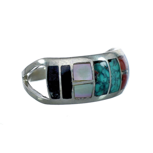 Multicolor Inlay Sterling Silver Zuni Ring Size 7-1/4 NN20591