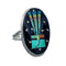 Genuine Sterling Silver Navajo Adjustable Multicolor Inlay Ring Size 9, 10, 11 NN20584