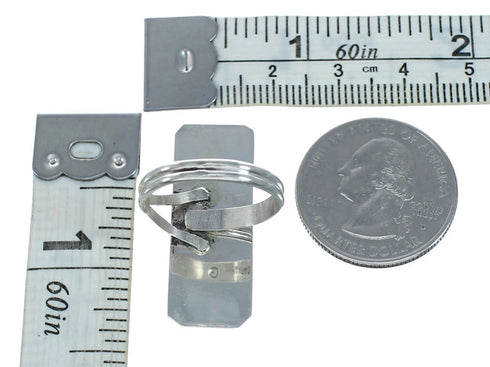 Genuine Sterling Silver Navajo Adjustable Multicolor Inlay Ring Size 8, 9, 10, 11 NN20667