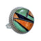 Native American Sterling Silver Multicolor Inlay Ring Size 9-1/4 NN20652