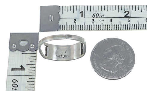 Zuni Turquoise Inlay Sterling Silver Ring Size 7-3/4 NN20620