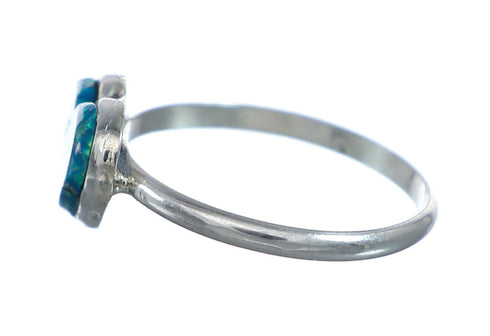Native American Blue Opal Heart Sterling Silver Ring Size 5-1/2 NX11741