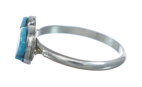 Zuni Blue Opal Heart Sterling Silver Ring Size 4-1/2 NX11743