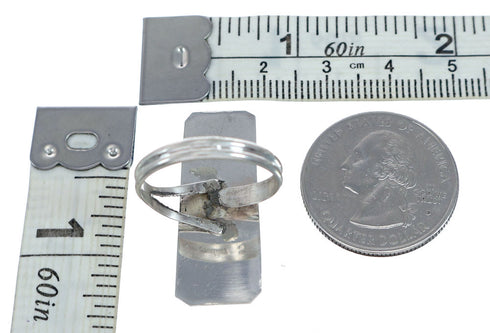 Genuine Sterling Silver Navajo Adjustable Multicolor Inlay Ring Size 8, 9, 10, NX11759