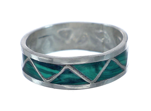 Navajo Inlay Malachite Sterling Silver Ring Size 6-1/2 NX11754