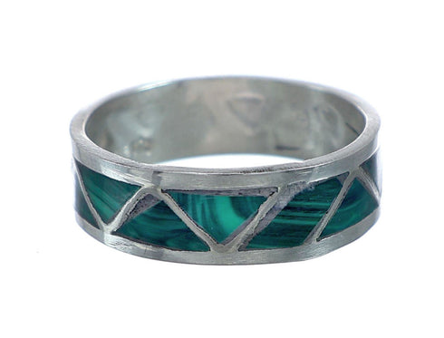 Navajo Inlay Malachite Sterling Silver Ring Size 6-1/2 NX11754