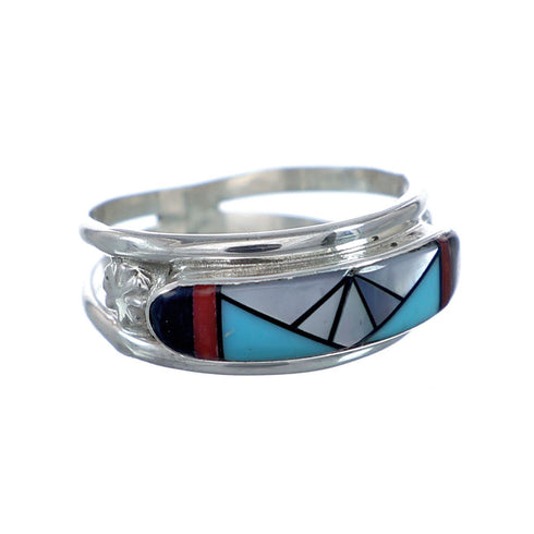 Multicolor Zuni Genuine Sterling Silver Ring Size 5-3/4 NX11749