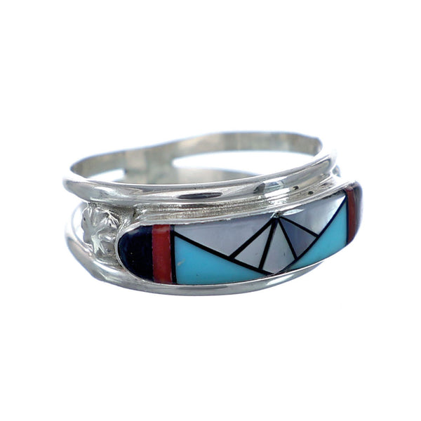 Multicolor Zuni Genuine Sterling Silver Ring Size 5-3/4 NX11749
