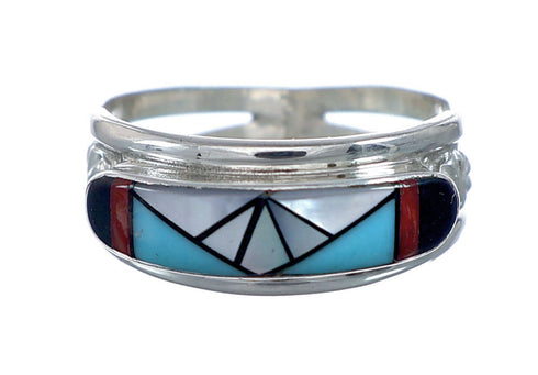 Multicolor Zuni Genuine Sterling Silver Ring Size 5-3/4 NX11749